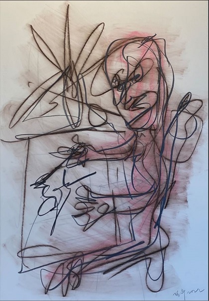 Untitled, 2022, Graphite Pastel on Paper, 100x71cm